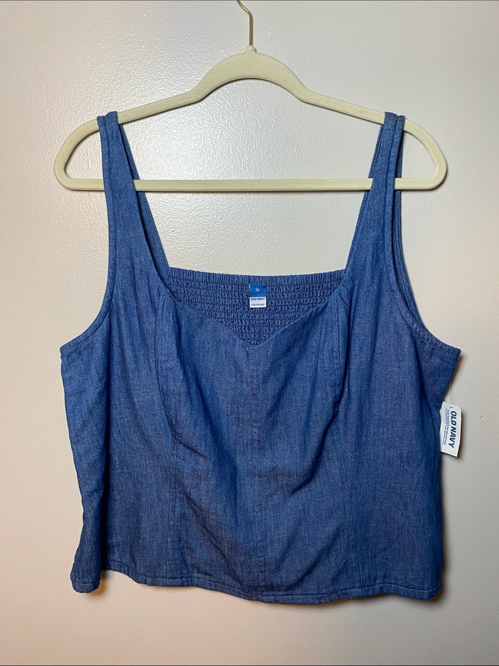 Old Navy Sleeveless Sweetheart Chambray Seamed Tank XL NEW